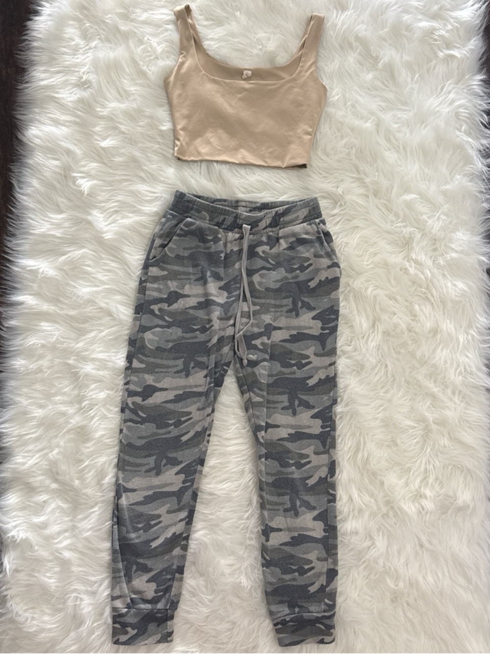 Camouflage Sweatpants and matching Crop top set